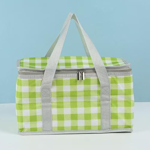 Insulated Picnic Bag Cooler Reusable, Beach Bag Cooler Bags with Zippered Top - Insulated Bag for Hot or Cold,Picnic Basket Collapsible, Picnic,Beach, Outdoor (13.8x7.9x7.9 in) - color: Green