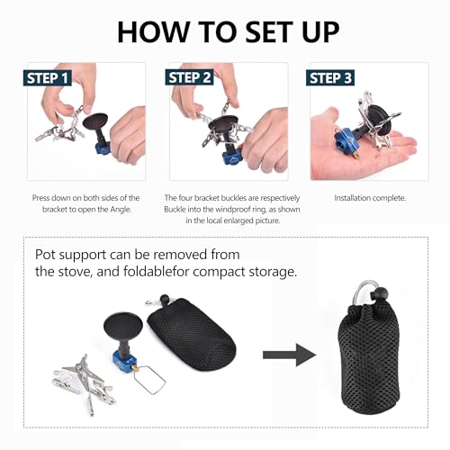 Widesea Camping Burner Stove 3300W Outdoor Gas Stove Small Backpacking Stoves Portable Bottletop Backpacking Stove Portable Tourist Survival Bushcraft Kitchen - style: NON IGNITION