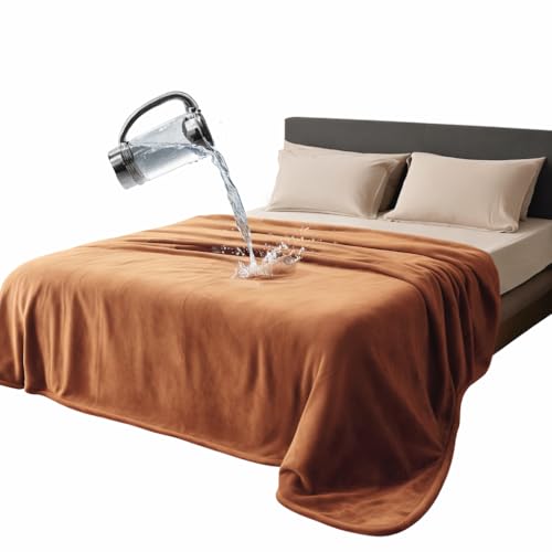 Waterproof Throw Blanket – Leakproof, Spill-Proof Flannel Blanket for Bed, Couch, Kids & Pets Protection, Reversible Water-Proof Design (Velvet Brown & Twilight Blue, 40x60) - color: Velvet Brown & Twilight Blue, size: Throw