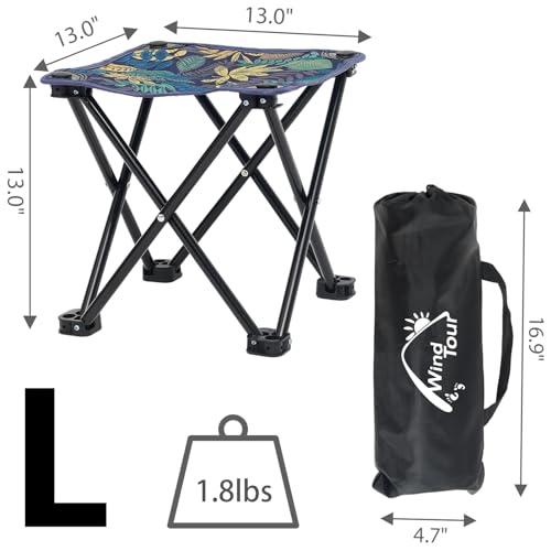 Wind Tour Portable Folding Camping Stool Outdoor Camping Lightweight Samll Chair for Fishing Hiking Gardening and Beach with Carry Bag (13.0”X13.0” Large Blue -1) - color: 13.0”x13.0” Large Blue -1