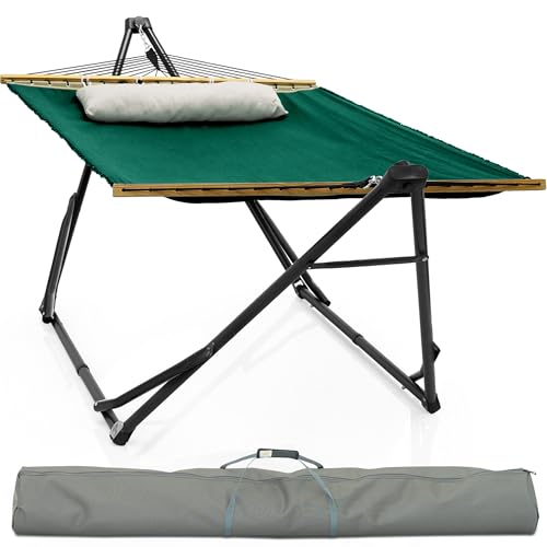 Tranquillo Unity Adjustable Hammock Stand; Premium Quality, 800 lbs Capacity, 30-Second Easy Setup, Durable Steel Frame, Pre-Assembled and Portable for Indoor & Outdoor Use, Emerald Green - color: 4. Emerald Green, size: Large