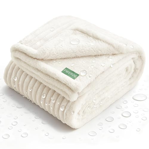 Waterproof Twin Blanket for Bed - Washable Large Dog Blankets for Bed Protector, Thick Cozy Fleece Calming Pet Blankets for Indoors & Outdoors, Cream, 60"x80" - color: Cream, size: Twin(60x80")