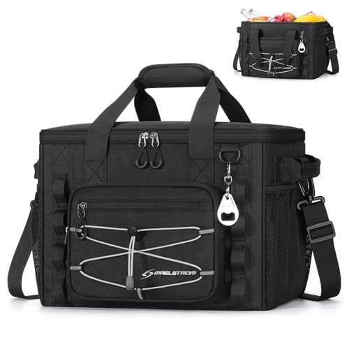 Maelstrom Soft Sided Cooler Bag, 30/40 Can Collapsible Insulated Ice Chest, Large Leakproof Portable Storage for Camping, Travel, Kayaking & Beach - color: 1.Black, size: 30 Can