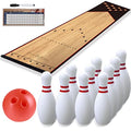Mini Kids Bowling Set – Bowling Pins & Ball Game Set – Full Bowling Alley Games Toys & Score Cardfor Kid Age 5+ & Adult – Home Indoor Outdoor Backyard Lawn Yard (10 Pins, 1 Ball, 1 Lane Mat)