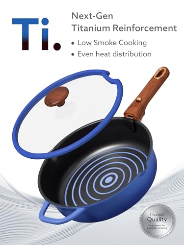 CAROTE 20Pcs Titanium Cookware Set, Pots and Pans Set Non Stick, Kitchen Cooking Set with Detachable Handle, Non Toxic Induction Cookware - Camping Cookware, Dishwasher/Oven Safe, Blue - color: Gradient Blue