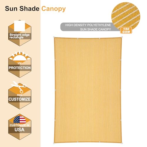 2' x 4' Yellow Sun Shade Sail Straight Edge with Grommets UV Block & Water Permeable Canopy Cover for Patio, Garden, Backyard, Yard & Outdoor - color: Yellow, size: 2' x 4'