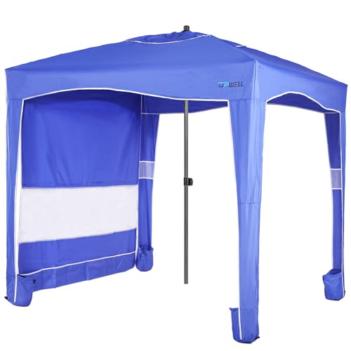 UPWELL Beach Tent Easy Set Up Canopy Sun Shelter Shade with UPF 50+UV Protection Portable Beach Umbrella Outdoor Sunwall with Sand Pockets for Fishing Backyard Camping (Blue) - color: Mediterranean