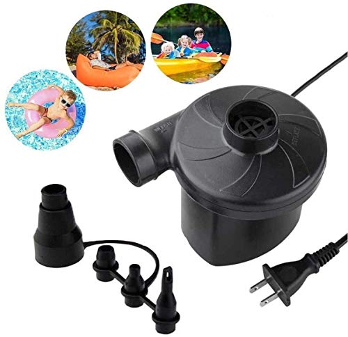 Electric Air Pump - Air Mattress Pump for Inflatable Couch, Bed, Blow up Pool Float Raft Boat Toy, Camping Swimming, Portable Quick-Fill Inflator/Deflator Pumps with 4 Nozzles, AC 110-120 Volt Black