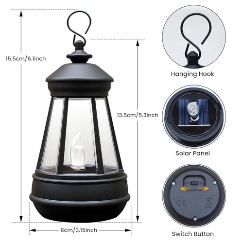 2 Pack Mini Solar Lantern Lights Replacement Parts for Outdoor Statue,Waterproof Solar Hanging Lights Decorative Garden Decor, Warm White