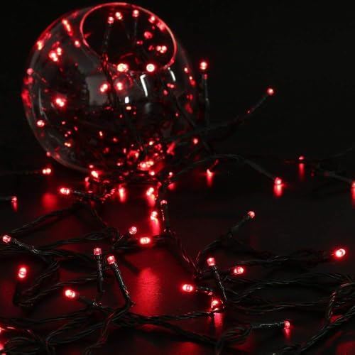 Joomer Solar Christmas String Lights, 39FT 100LED Waterproof Outdoor Lights with 8 Modes Twinkle Fairy Light for Garden, Patio, Yard, Tree and Christmas Decor (Red) - color: Red