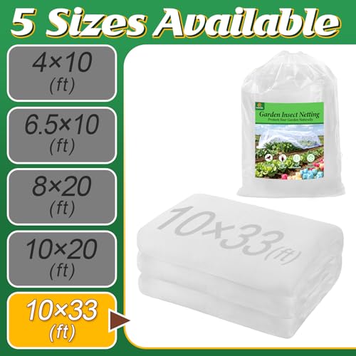 10x33ft Large Garden Netting - Ultra Fine Mesh Plant Covers to Keep Small Animals Pest Out, Bird Barrier for Protecting Vegetables Fruits Flowers Raised Beds (Without Support Pole) - size: 10 x 33 ft