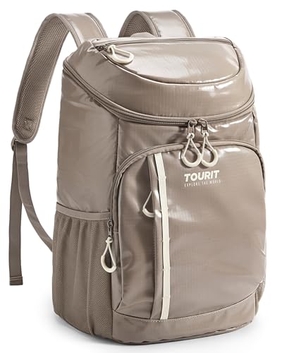TOURIT Cooler Backpack Lightweight Insulated Backpack Cooler Leak-Proof for Men and Women, Sports Fan Coolers - color: 02-Brown