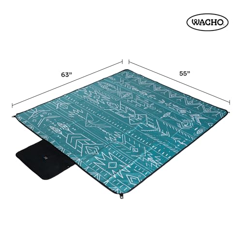 Wacho Beach Blanket Waterproof Sandproof and Picnic Blanket - Large Outdoor Blanket for Camping, Beach & Travel - Foldable Picnic Mat with Carry Bag, Lightweight Gingham Outdoor Rug - Beach Essentials - color: Green