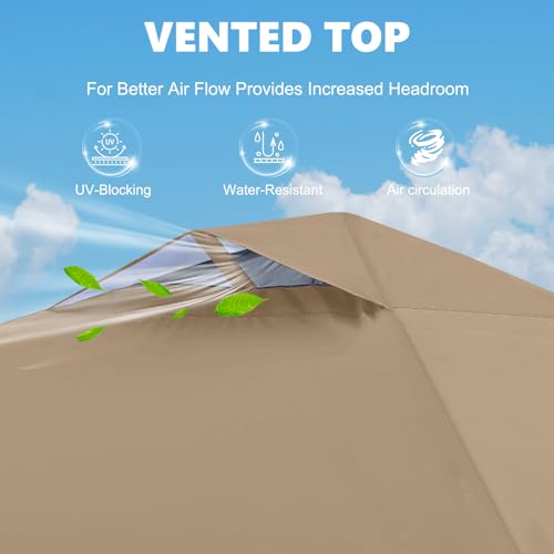 MASTERCANOPY Durable Pop-up Canopy Tent with 1 Sidewall (6.6'x6.6',Khaki) - color: Khaki, size: 6.6x6.6