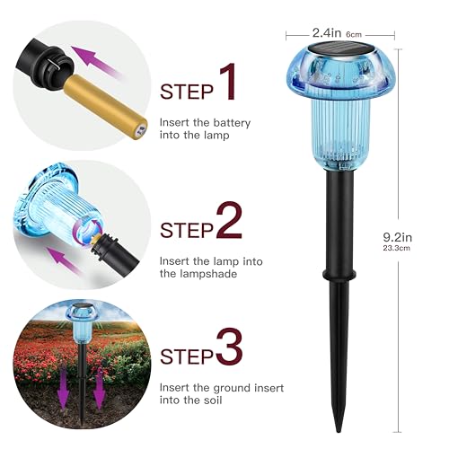 Easter Solar Pathway Lights Outdoor Decorative 4 Pack, Blue LED Mushroom Solar Lights Outdoor Waterproof Solar Powered Decor for Yard Driveway Patio, Valentines Day Halloween Christmas Garden Decor - color: 4-Pack Blue
