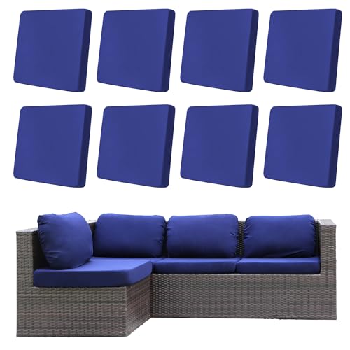 8Pcs Outdoor Cushion Covers, Patio Cushion Covers,Stretch Elastic Slipcovers, Replacement Washable & Reusable Furniture Protector for Patio Couch (Lake Blue,Cover Only) - color: Lake Blue, size: 8Pcs-Solid color