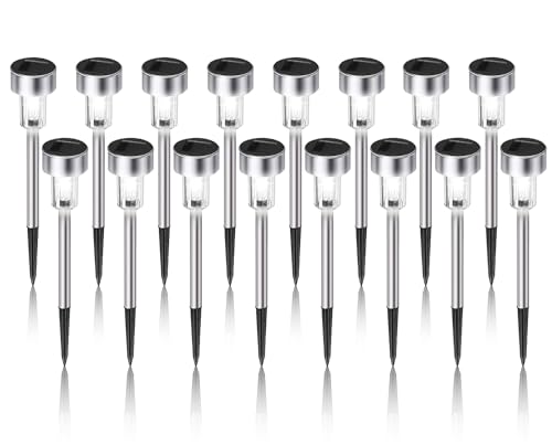 Dream Master Solar Lights Outdoor Waterproof, Stainless Steel LED Landscape Lighting, Solar Garden Lights, Outdoor Decorations for Yard, Pathway, Walkway, Patio, Lawn - 16 Pack (Cold White) - color: Cold White, size: 16 Pack