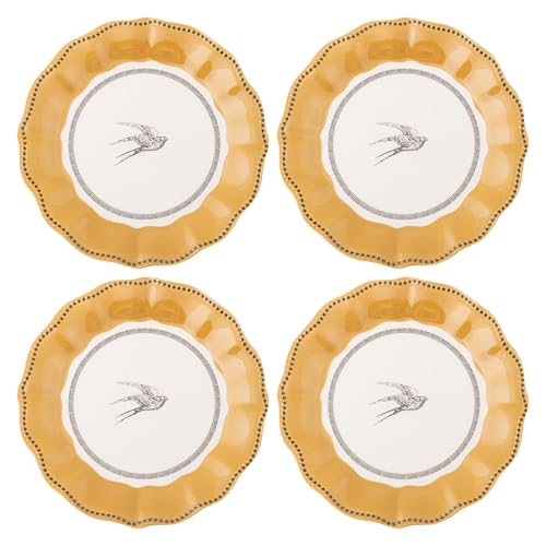 Karma, 8.75 inches Melamine Salad Plates Set of 4, Reusable Dishwasher Safe Plates for Outdoor and Indoor, Bird - color: Bird