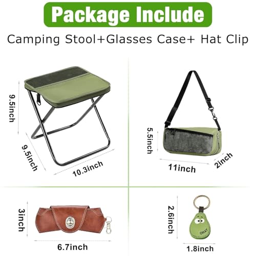 Portable Folding Stool,9.5 Inch Lightweight Handy Collapsible Camping Stool 350LB, Convertible Satchel Foot Stool Backpack Pocket Chair with Storage Pouch for Gardening Fishing Hiking Picnic Outdoor - color: Green_small