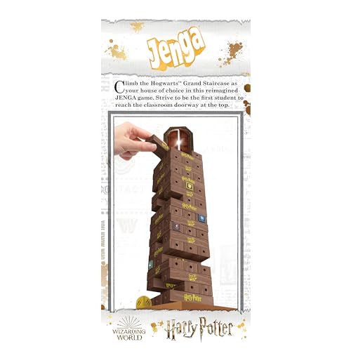Jenga: Harry Potter | Build The Grand Staircase of Hogwarts to Reach The Classroom | Based on Harry Potter Film Franchise | Collectible Jenga Game | Unique Gameplay with Custom Dice