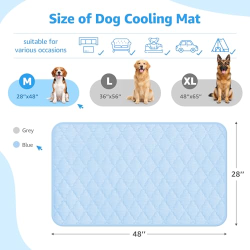 LOOBANI Dog Cooling Mat for Large Dog 48"x28" - Dog Cooling Mat for Dogs Cool Pad Durable Blanket Machine Washable, Pet Cool Mat for Outdoor, Indoor (Blue, 28"x48") - color: Blue, size: 48"x28"