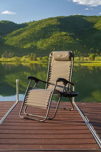 Heavy Duty Zero Gravity Chair with Adjustable Reclining, Large Side Table, Gray 600D Polyester, Powder-Coated Steel Frame, 300 lbs Capacity