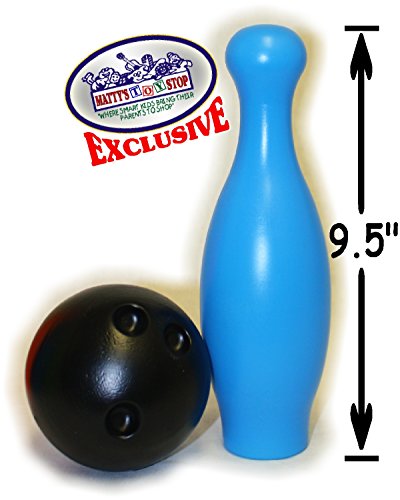Matty's Toy Stop 10 Pin Multi-Color Deluxe Plastic Bowling Set for Kids with Storage Rack - 12 Pieces Total (10 Pins & 2 Bowling Balls)