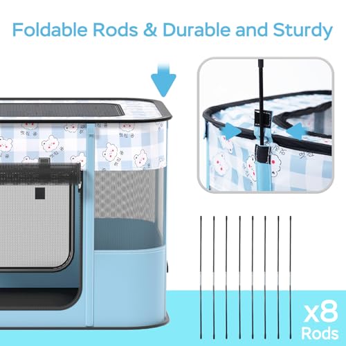 Dog and CAT pop Play Pen,Pets Houses for Dogs and Cats,Indoor&Outdoor Exercise Pen Dog Tent Puppy Playground Large (M, Bule) - color: Blue, style: Medium（31.5"L x 23.6"W x 21.7"H）