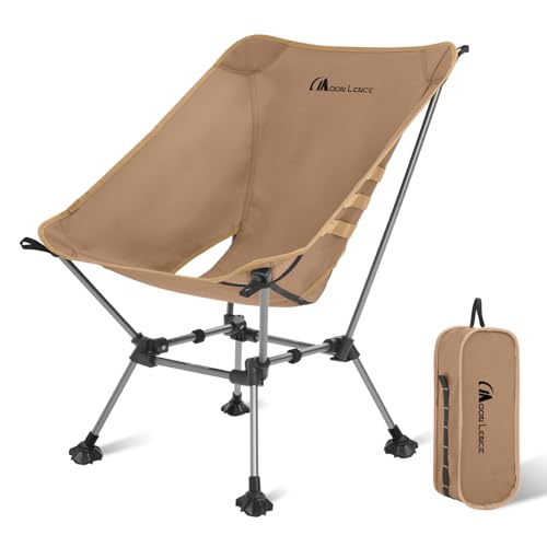 MOON LENCE Camping Chair Plus, Upgraded Comfort & Size, Still Compact and Lightweight, Folding Portable Chair for Backpacking & Hiking, 400Lbs Capacity, Gen 3 Plus (Khaki) - color: Khaki-plus