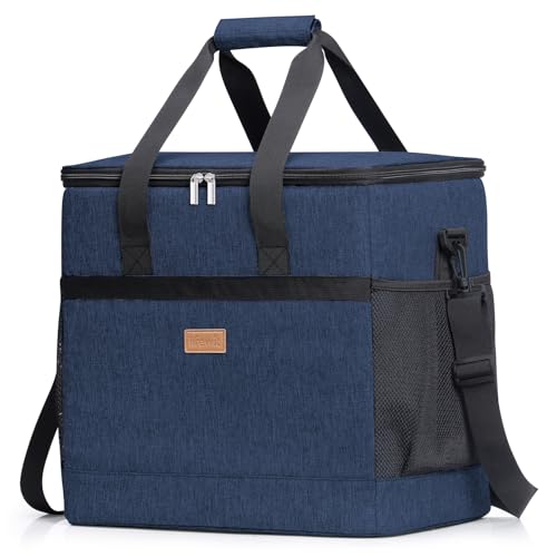 Lifewit Cooler Bag 30/50/60 Cans Collapsible and Insulated Large Lunch Bag Leakproof Soft Cooler Portable Tote for Camping/BBQ/Family Outdoor Activities - color: Dark Blue, size: 60-Can(40L)