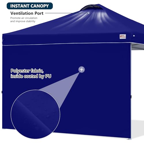 MASTERCANOPY Durable Pop-up Canopy Tent with 1 Sidewall (10'x10',Dark Blue) - color: Dark Blue, size: 10x10