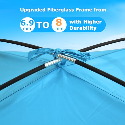 COMMOUDS Beach Tent Sun Shade for 3/4/6/8 Person, UPF 50+ Beach Sun Shelter Canopy Tent, Lightweight, Easy Set Up and Carry - color: Blue, size: 4 Person
