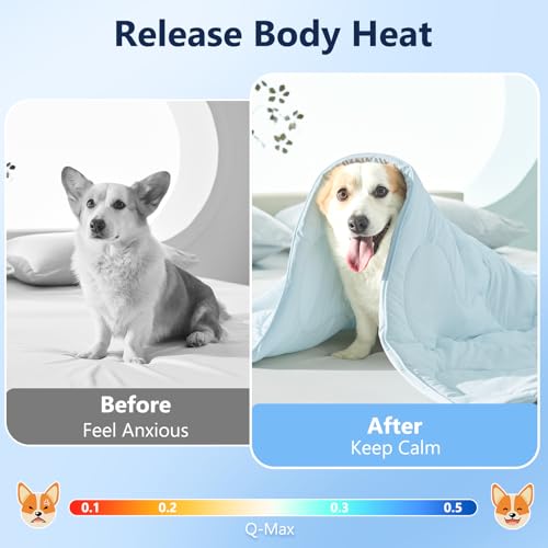 MIXJOY Cooling Blanket for Small Dog Breathable, Double Sided Q-MAX>0.5, Lightweight Pet Cooling Throw Blanket Summer for Dog Bed & Dog Crate, Washable Soft Dog Cat Cold Mat Durable, Aqua Blue, 25x35 - color: Aqua Blue, size: S(25x35'')