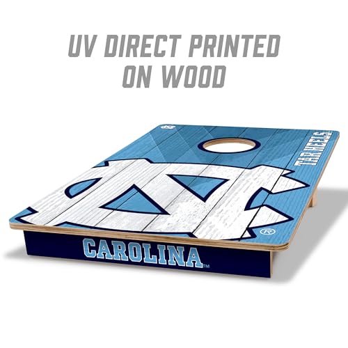 YouTheFan NCAA 2’ x 3’ Wood Cornhole Game with Logo Bags - color: North Carolina Tar Heels, size: 2' X 3'