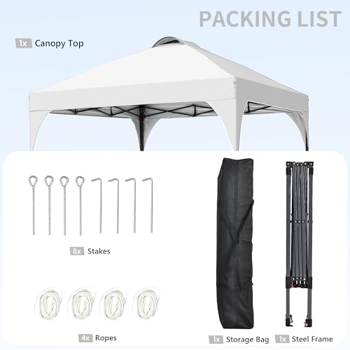GDY 10x10 Easy Set Up Camping Canopy, Pop Up Tent with 4 Piece Sidewalls, Easy Up Canopy for Events, Parties, Gatherings, Camping, White. - color: White, size: 10x10