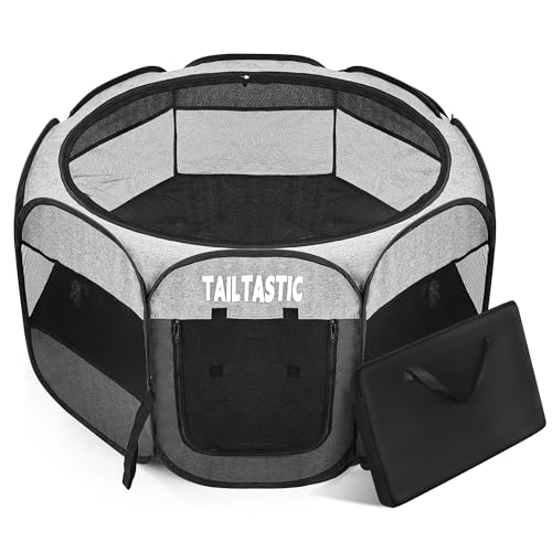 Large Cat Playpen for Multiple Cats, Extra Spacious Pet Tent Playground, Portable Dog Exercise Pen with Room for Toys & Bed, Indoor/Outdoor Enclosure for 2-3 Pets (Light Grey, Large) - color: light grey, size: Large