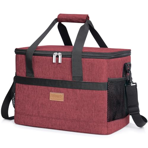 Lifewit Cooler Bag 30/50/60 Cans Collapsible and Insulated Large Lunch Bag Leakproof Soft Cooler Portable Tote for Camping/BBQ/Family Outdoor Activities - color: Burgendy, size: 30-Can(20L)