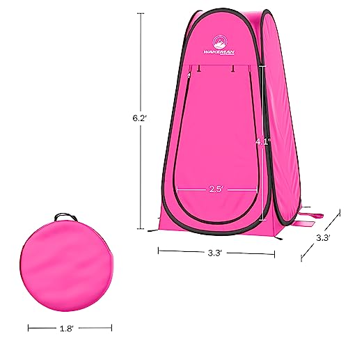 Wakeman Pop Up Changing Tent, 3.3 x 3.3 x 6.2ft, Camping Shower Tent for Portable Toilet Stall or Dressing Room with Carry Bag for Camping, Beach, or Tailgate, Polyester - color: Pink