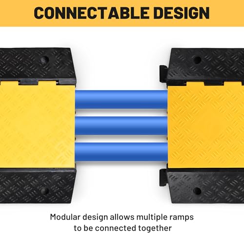 Yescom Cable Ramp Protector 3 Channel Garden Hose Protecitive 44000 Lbs Load Capacity Heavy Duty, 35.43"x23.62"x4.33" Speed Bump for Road, Driveway, Walkway and Commercial Use - size: 4.3"H - 3 Channel