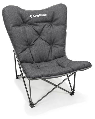 KingCamp Butterfly Chair Oversized XL Camping Chairs for Adults Padded Folding Comfy Camp Chairs 300lbs Heavy Duty with High Back for Bedroom Living Room Dorm Rooms Outdoor Patio Lawn - color: Deluxe Grey