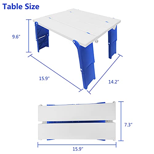 Modern-Depo 15.9"x14.2"x9.6" Large Portable Folding Beach Table for Sand Foldable Height Adjustable Side Table Desk for Camping Picnic BBQ with Carry Bag, Blue - color: Blue