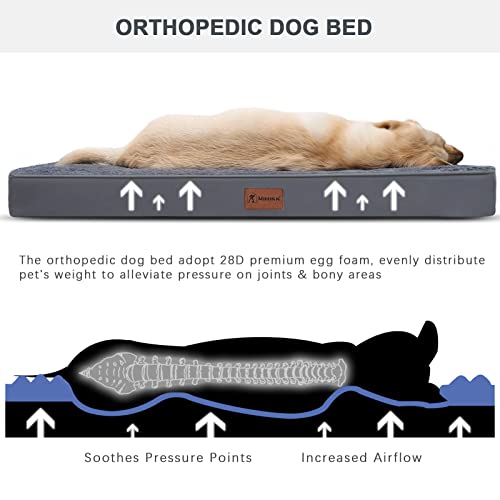 Waterproof Extra Large Dog Bed Orthopedic Dog Beds for Crate with Removable Washable Cover Egg-Crate Foam Pet Pad Mat with Anti-Slip Bottom, 44x32 Inch, Grey - color: Grey, size: 44"l X 32"w X 4"h