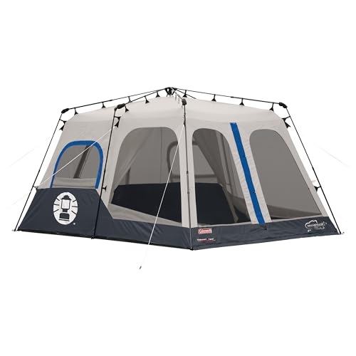 Coleman 4/6/8/10 Person Instant Camping Tent with 1-Minute Setup, Large Family Tent with Pre-Attached Poles, Air Vent, & Carry Bag, Sets Up in About 60 Seconds - size: Pfas-free, style: 8-person