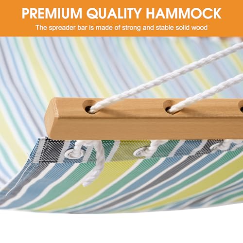 Lazy Daze Hammocks Quick Dry Hammock with Spreader Bar Textliene Fabric Double 2 Person Hammock with Chains Outdoor Patio Poolside Backyard Beach 450 lbs Capacity, Blue Green Stripes - color: Blue Green Stripes
