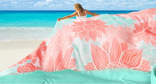 HIHOHO Beach Blanket Waterproof Sandproof Extra Large Beach Mat 79" X 83"/120"x108"for 1-8 Adults Quick Drying Durable Outdoor Picnic Mat for Beach Travel Camping Hiking - color: Pink Flower, size: 79" X 83"（1~3 person）