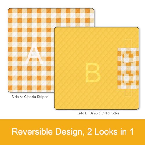 2 in 1 Tote Picnic Blanket Waterproof Outdoor Camping Mat,Large Capacity Beach Blanket 80''x80'' 7 Layers Easy to Foldable and Carry. - color: Yellowcheck