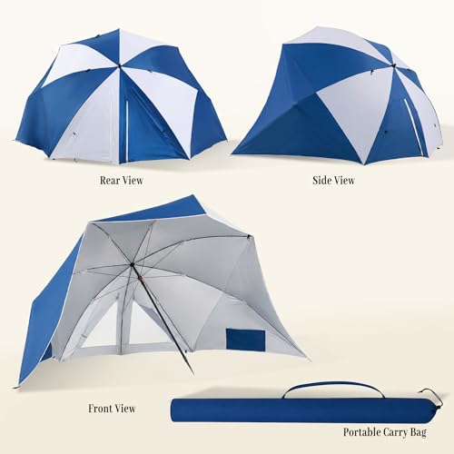 UPWELL Beach Tent Easy Set Up Canopy Sun Shelter Shade with UPF 50+UV Protection Portable Beach Umbrella Outdoor Sunwall with Sand Pockets for Fishing Backyard Camping(Navy Block) - color: Navy Block