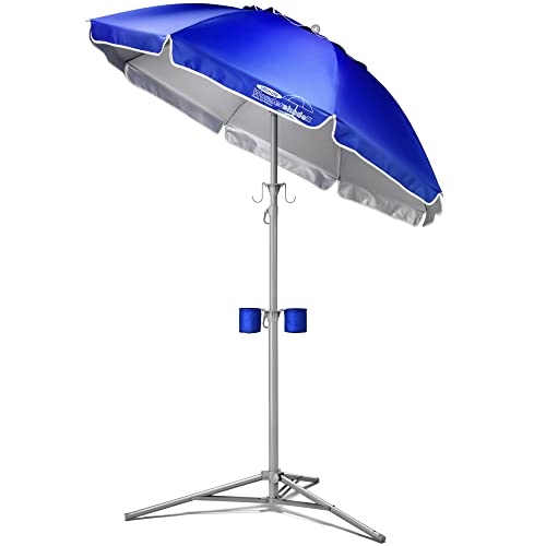 Wondershade Ultimate Portable Sun Shade Umbrella – Lightweight Adjustable Outdoor Patio & Beach Umbrella with Tripod Base (Blue) - color: Royal Blue