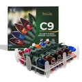 C9 26ft Indoor/Outdoor Transparent Multicolor Incandescent Christmas String Lights with 25 Bulbs and E17 Base | 120V, 7W - style: Transparent Multi-color Incandescent