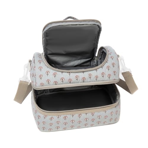 Insulated Kids Dual Compartment Lunch Bags Tote for Girls Boys Toddler Lunch Boxes Pre-School Toddler Kindergarten Picnic Camp Food Cooler Thermal with Strap (Z Blue Floral) - color: Z Blue Floral